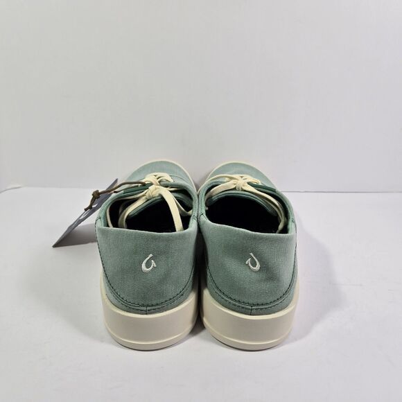 OluKai Tradewind Bamboo Mint Off White Canvas Lace Up Sneakers Shoes Mens 10.5